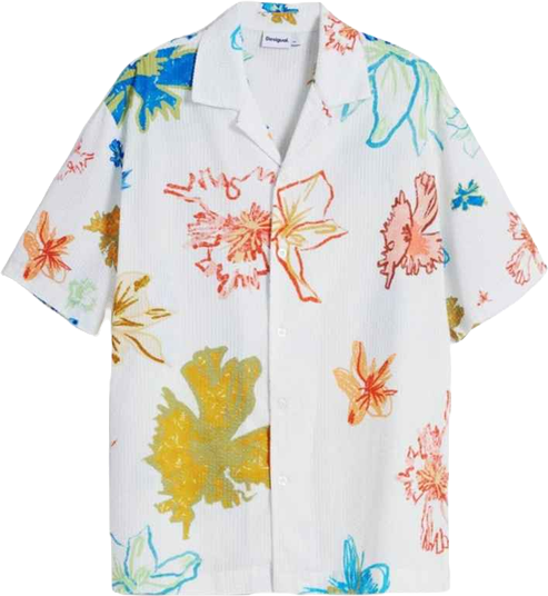 Men's Short-sleeve shirt with leaves