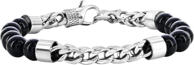 Stainless Steel Genuine Bead & Chain Bracelet