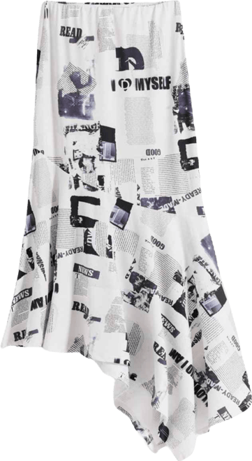 Women's Newspaper asymmetrical skirt