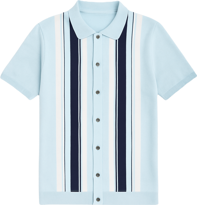 Men's Cotton Striped Button Polo Sweater, Macy's Exclusive