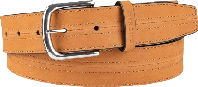 Men's Seam-Stitched Leather Dress Belt