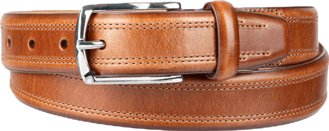 Men's Double Stitched Leather Dress Belt