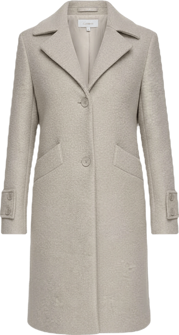 Regine Sb Women's Soft Wool Boucle Coat With Back Vent