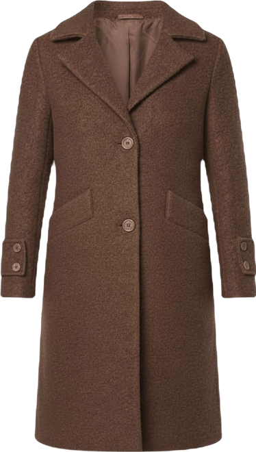 Regine Sb Women's Soft Wool Boucle Coat With Back Vent