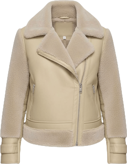 Women's Vellica Pebbled Faux Shearling Moto Jacket