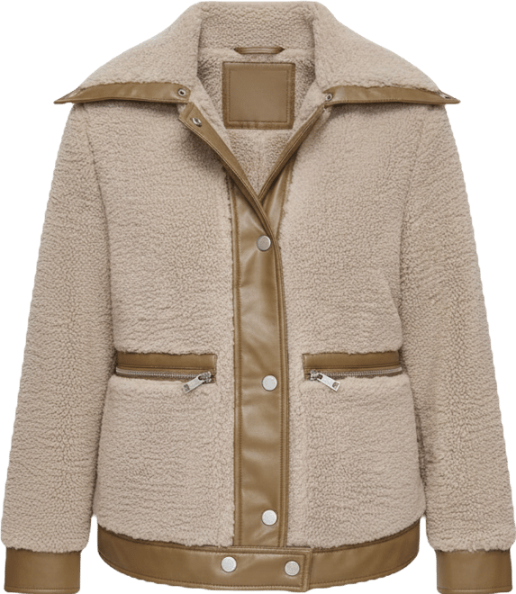 Women's Zepita Mixed Media Faux Leather Shirt Jacket