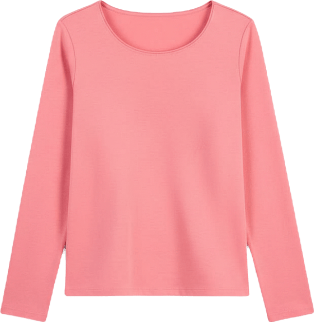 Petite Scoop-Neck Long-Sleeve Cotton Top, Created for Macy's