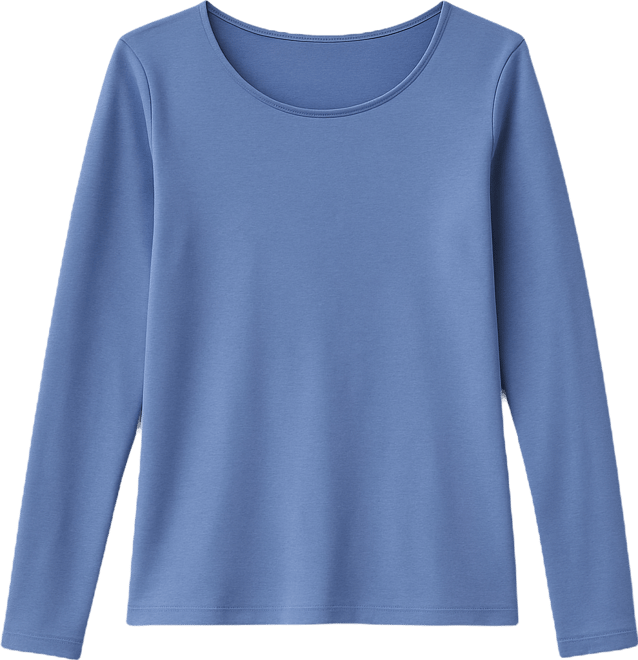 Petite Scoop-Neck Long-Sleeve Cotton Top, Created for Macy's