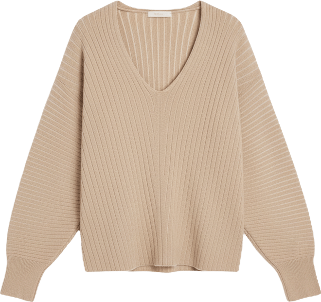 Women's V-Neck Long-Sleeve Rib-Knit Sweater