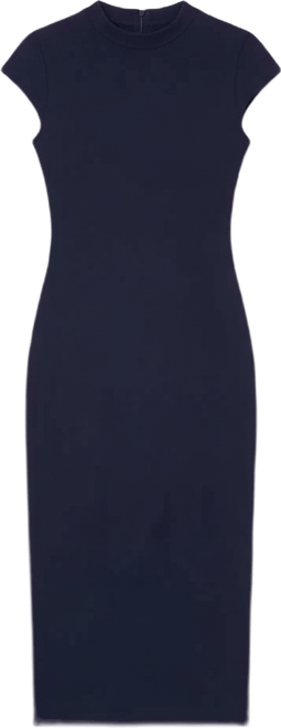 Women's Mock Neck Cap-Sleeve Midi Dress