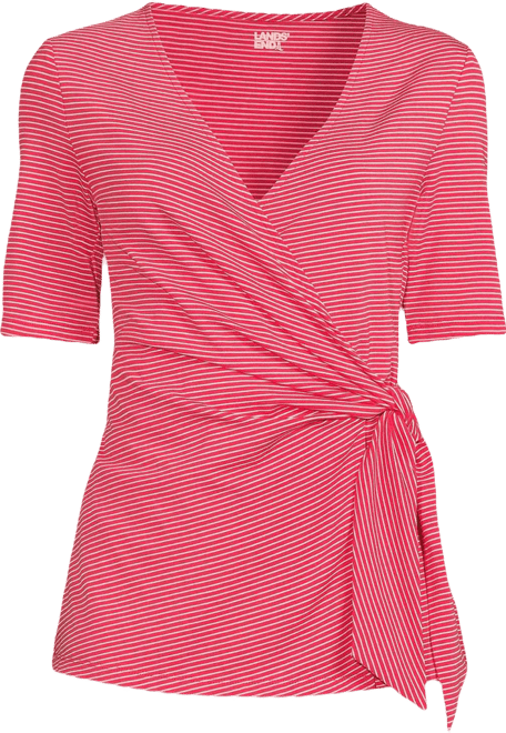 Women's Elbow Sleeve Lightweight Jersey Side Tie Blouse