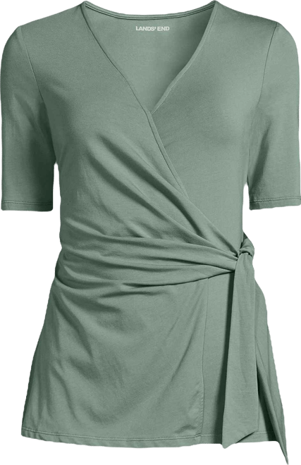 Women's Elbow Sleeve Lightweight Jersey Side Tie Blouse