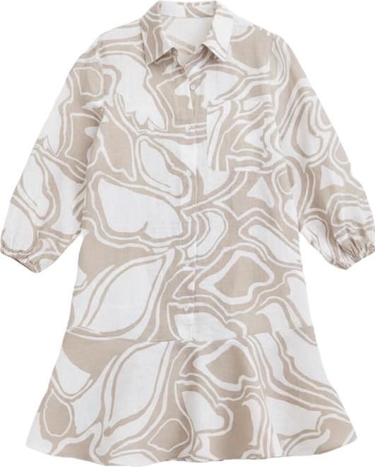 Women's 100% Linen Print Button-Front 3/4-Sleeve Dress, Macy's Exclusive