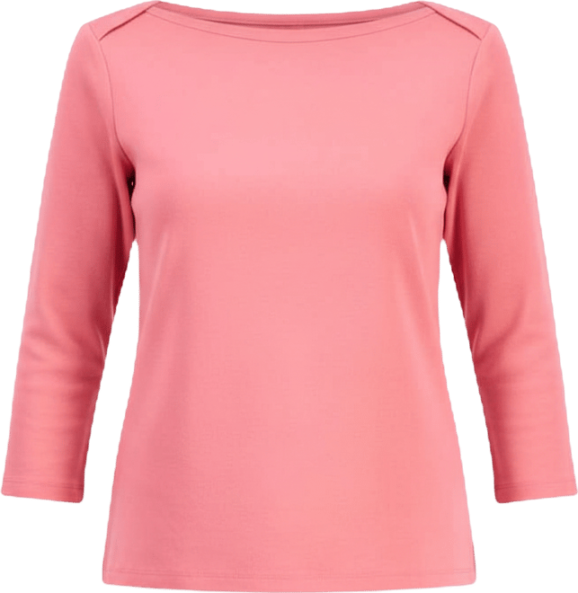 Women's Petite Pima Cotton 3/4-Sleeve Boat-Neck Top, Created for Macy's
