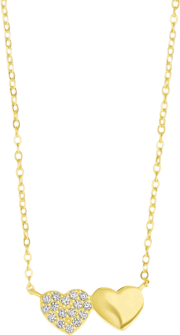 Cubic Zirconia Two Hearts Pendant Necklace