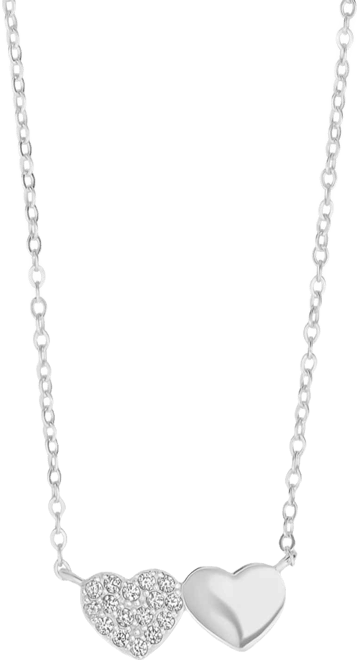 Cubic Zirconia Two Hearts Pendant Necklace