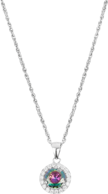 Cubic Zirconia Halo Pendant Necklace