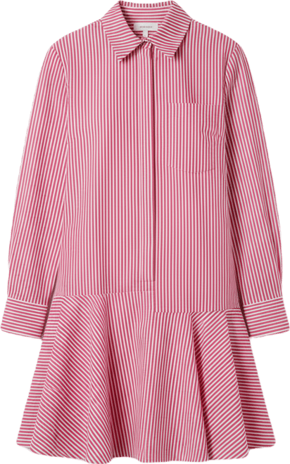 Women's Stripe Collar Flared Skirt Dress