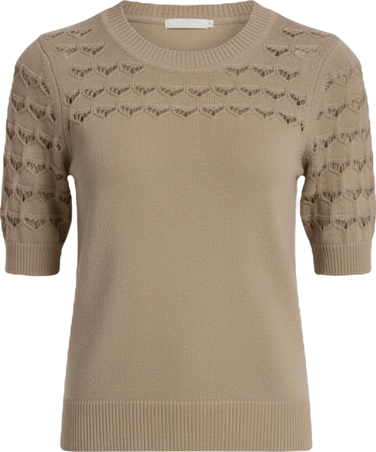 Women's Short-Sleeve Ribbed Hem Sweater