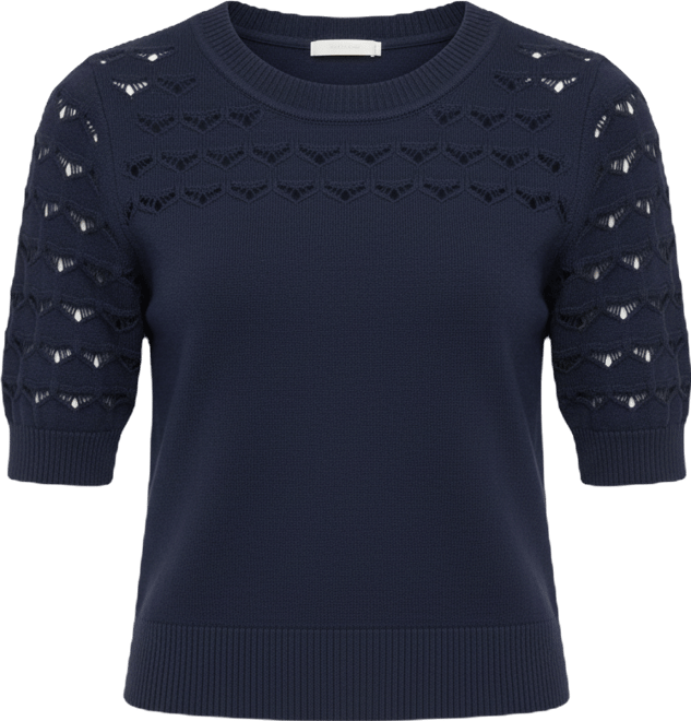 Women's Short-Sleeve Ribbed Hem Sweater