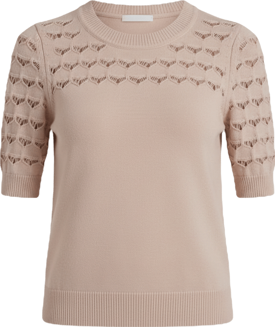 Women's Short-Sleeve Ribbed Hem Sweater