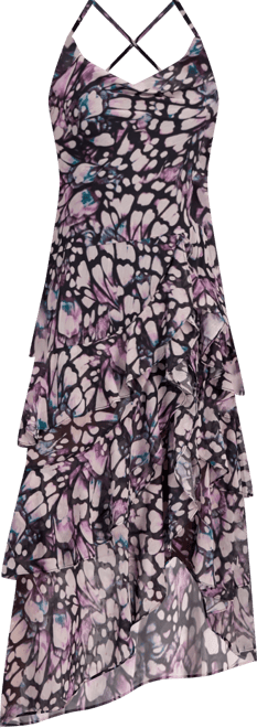 Juniors' Chiffon Asymmetrical Sleeveless Printed High-Low Dress