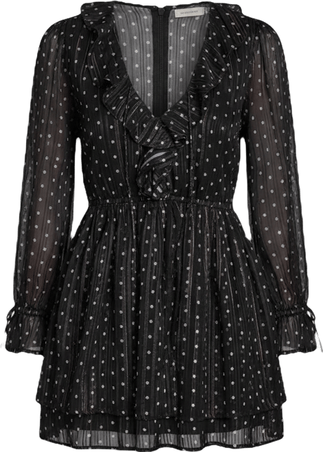 Women's V-Neck Dot Ruffle Mini Dress