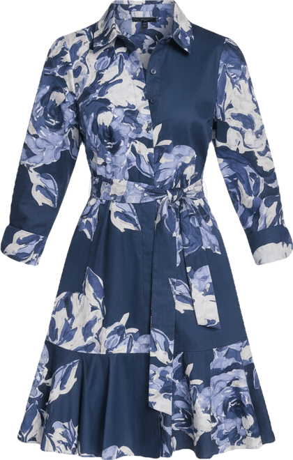 Petite Printed Long-Sleeve Shirtdress