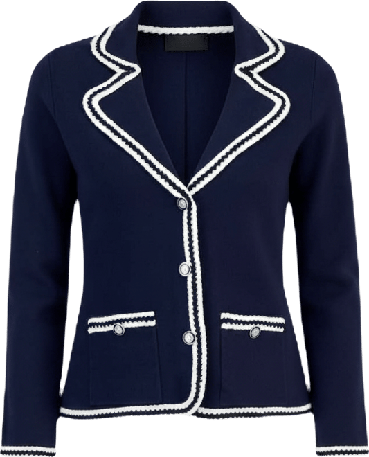 Women's Three-Button Colorblocked-Trim Jacket
