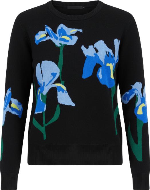 Women's Flower Jacquard Crewneck Sweater