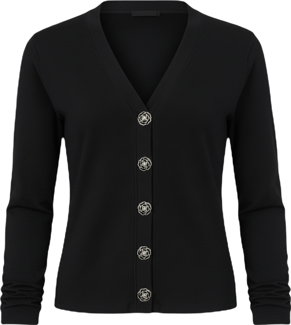 Women's Long-Sleeve V-Neck Cardigan Sweater
