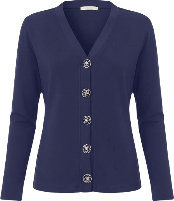 Women's Long-Sleeve V-Neck Cardigan Sweater