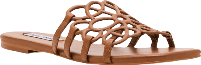 Women's Lotus Slide Square-Toe Flat Sandals