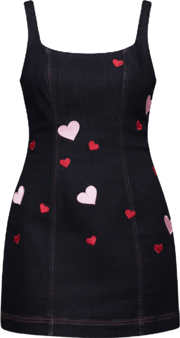Women's Heart Patch Applique Mini Dress