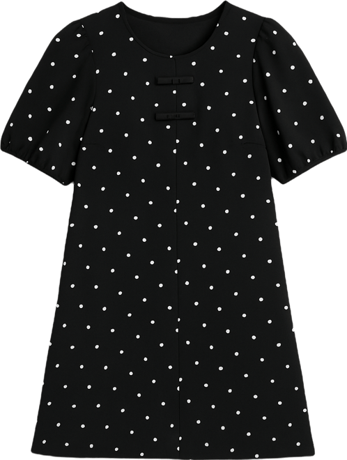 Women's Bow-Front Puffed-Sleeve Dress
