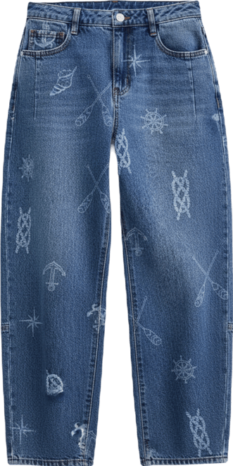 Women's Nautical Print Barrel-Leg Jeans, Macy's Exclusive