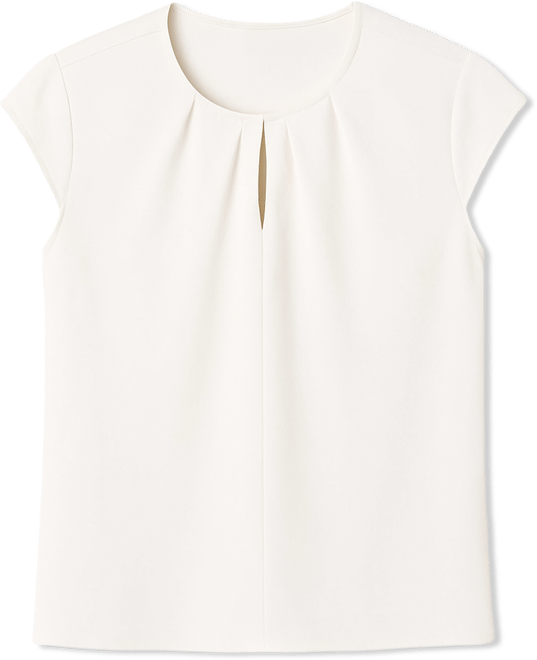 Women's Pleat-Neck Cap-Sleeve Top