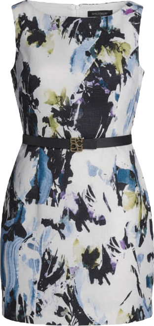 Women's Abstract Print Sleeveless Boatneck Mini Dress