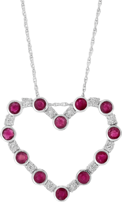 Ruby (1-1/6 ct. t.w.) and Diamond (1/20 ct. t.w.) Pendant Necklace in Sterling Silver