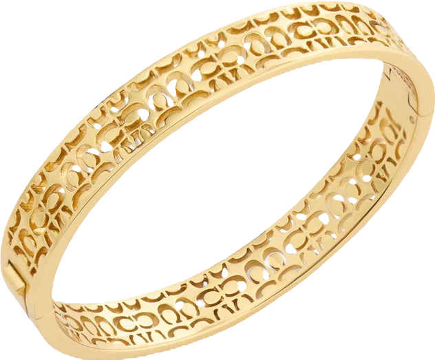 Gold Signature Quilted Cut Out Bangle Bracelet