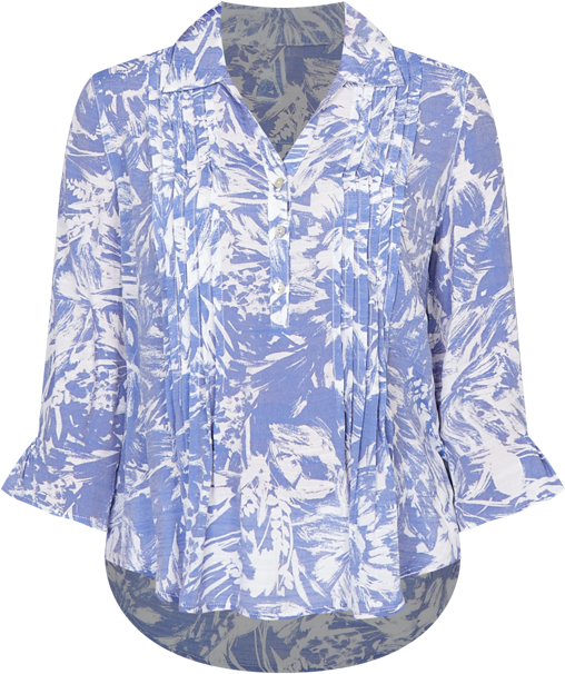 Petite Brushstroke Floral Silky Gauze Popover Top