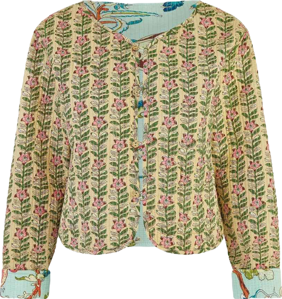 Women's Floral Reversible Cotton Quilted Jacket