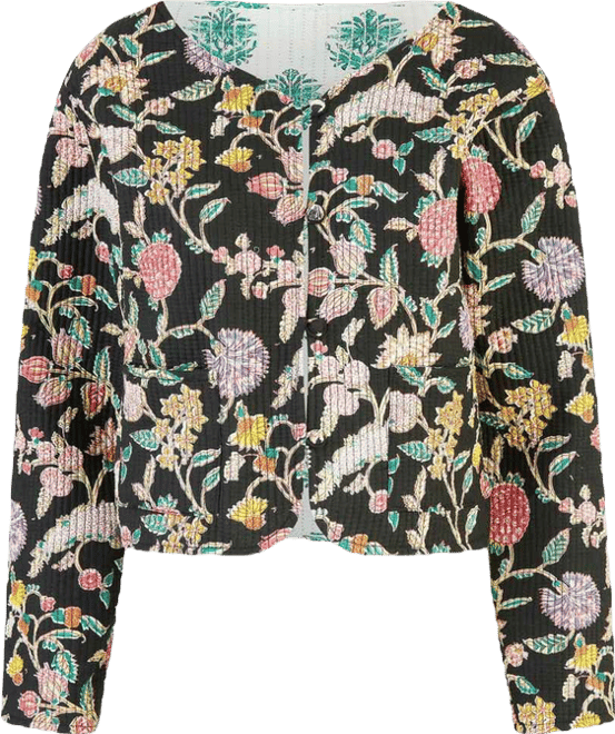 Women's Floral Reversible Cotton Quilted Jacket