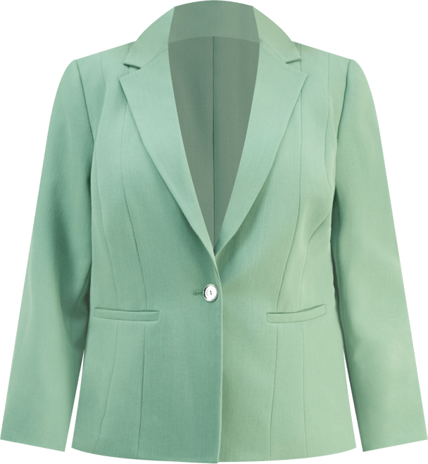 Plus Size Stretch-Crepe Single-Button Seamed Jacket