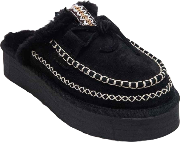 Yalina Leather Platform Moccasin Slippers (Women)