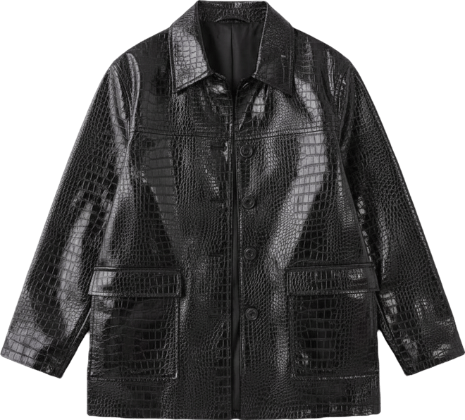 Women's Croc Vinyl Faux Leather Clean Jacket