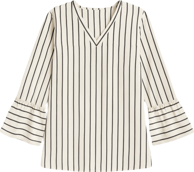 Women's Striped V-Neck Oversized Shirt