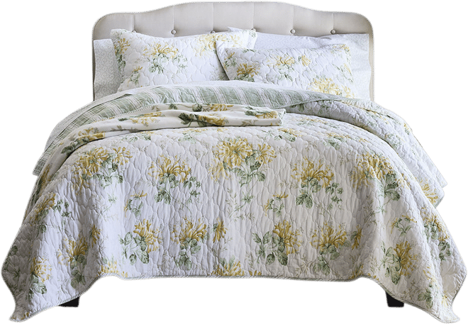 Laura Ashley Honeysuckle 3-pc. Reversible Quilt Set, Color: Yellow