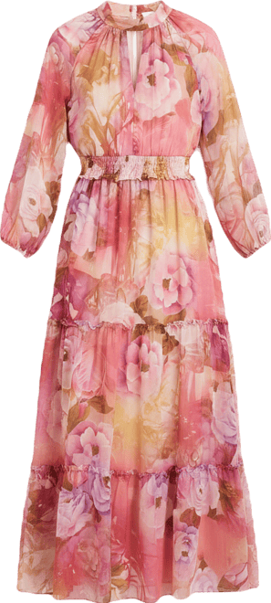 chinese dress ladies Betsy & Adam Petite V-Neck Long-Sleeve A-Line Gown - Sage/Gold main image 0