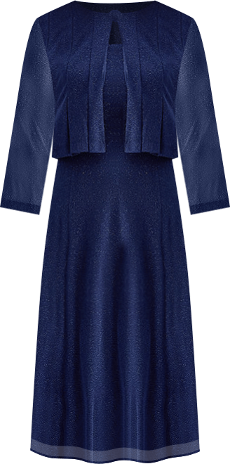 Danny & Nicole Womens Shimmer Midi Jacket Dress, Color: Navy - JCPenney